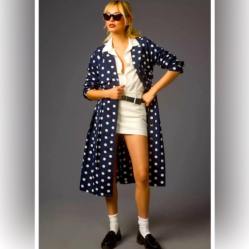 Neomie Polka Dot Trench Coat Jacket Small